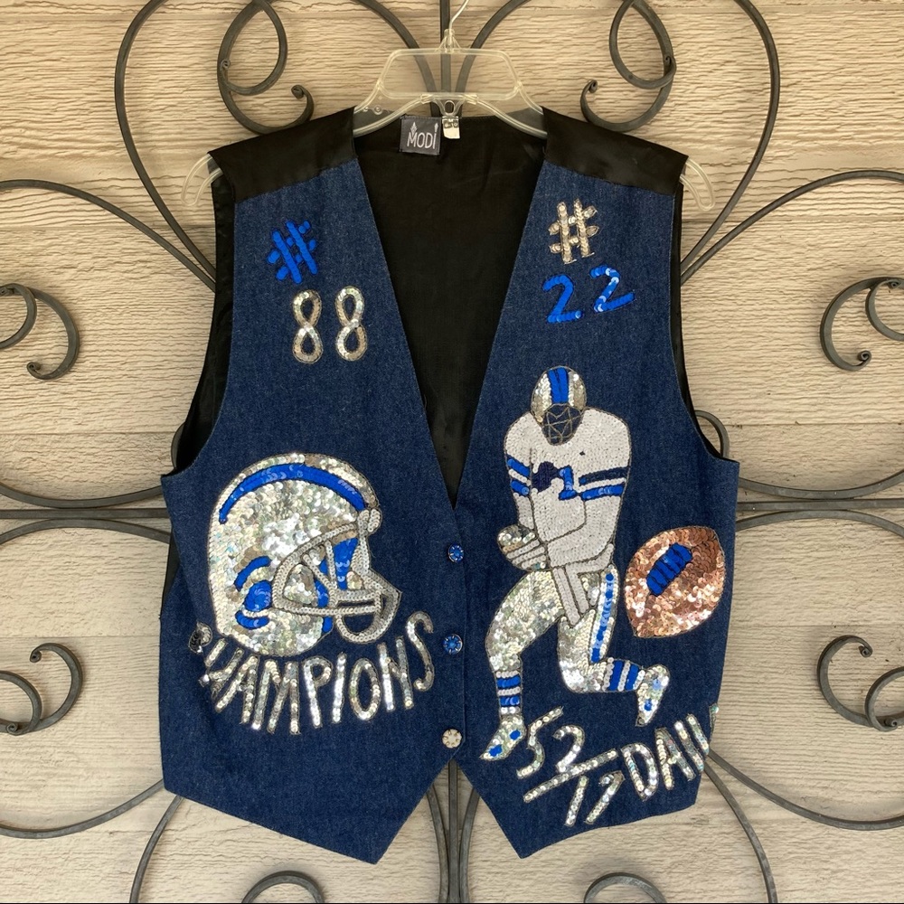 Dallas Cowboys Super Bowl XXVII (1993) Champions Sequined Vest  #22 & #88 SZ M